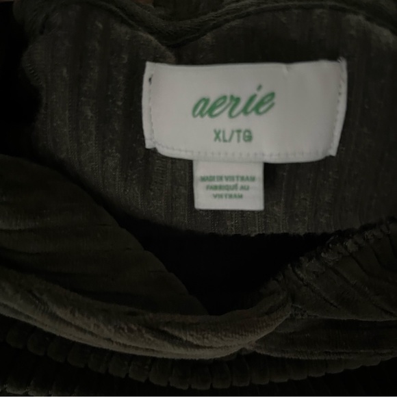 Aerie Groove On Velour Oversized Cropped Hoodie Green Sz XL - Picture 10 of 11